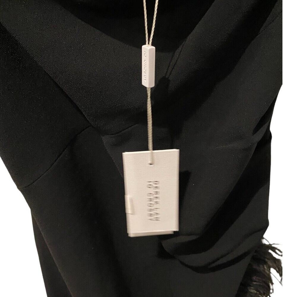 Derek Lam 10 Crosby Nellie Black Cowl Neck Feather Trim Midi Dress Size 2 NWT - Picture 8 of 12